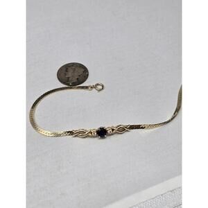 ​14k Gold .53ct Natural Sapphire Diamond Bracelet 7" Elegant